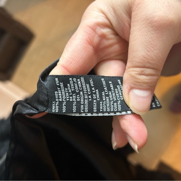 BEBE VINTAGE LEATHER RABBIT FUR COAT - Picture 3 of 4